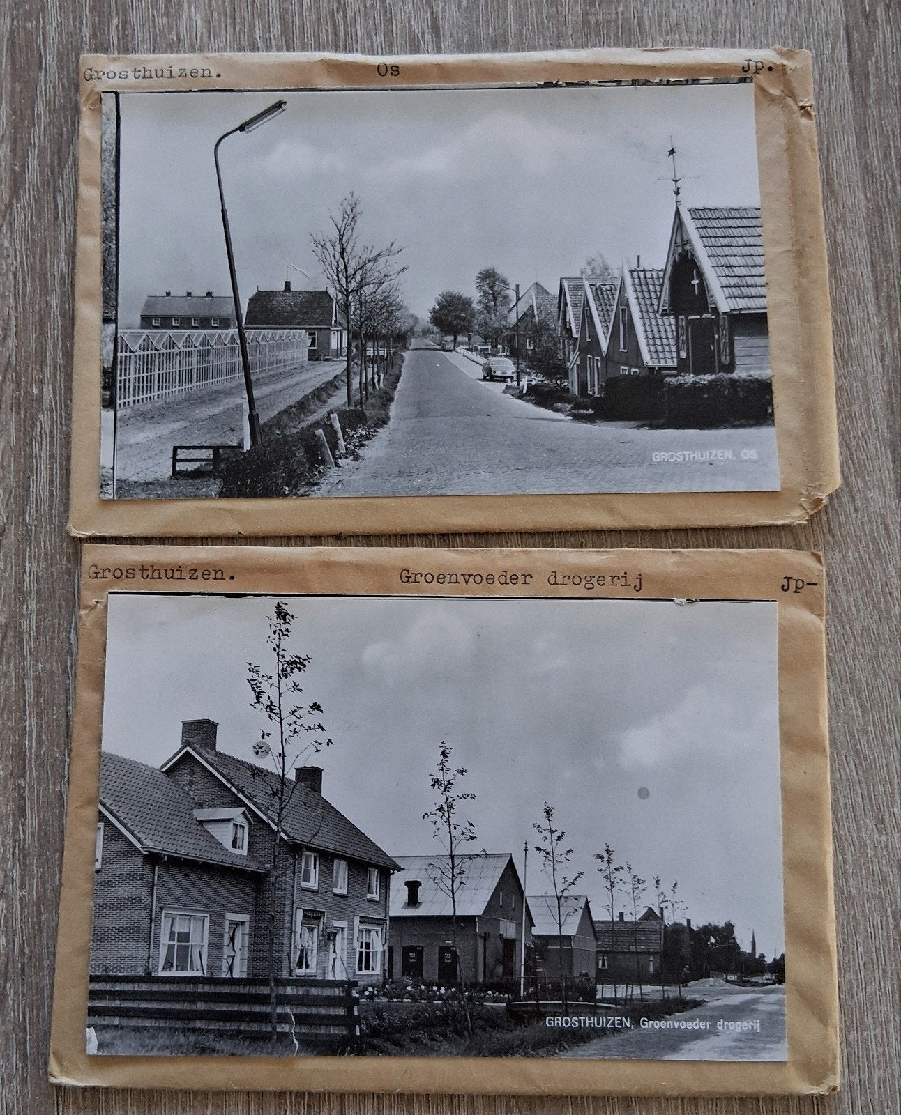 Grosthuizen, 2 x glasplaat JosPe, Groenvoeder drogerij, Verzamelen, Ansichtkaarten | Nederland, Ongelopen, Noord-Holland, 1960 tot 1980