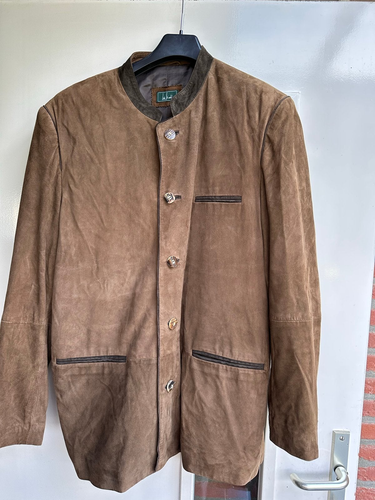 Oktoberfeest suede Lederen Jas Luis Steindl Maat 58 3XL, Ophalen of Verzenden, Gedragen, Maat 56/58 (XL), Bruin