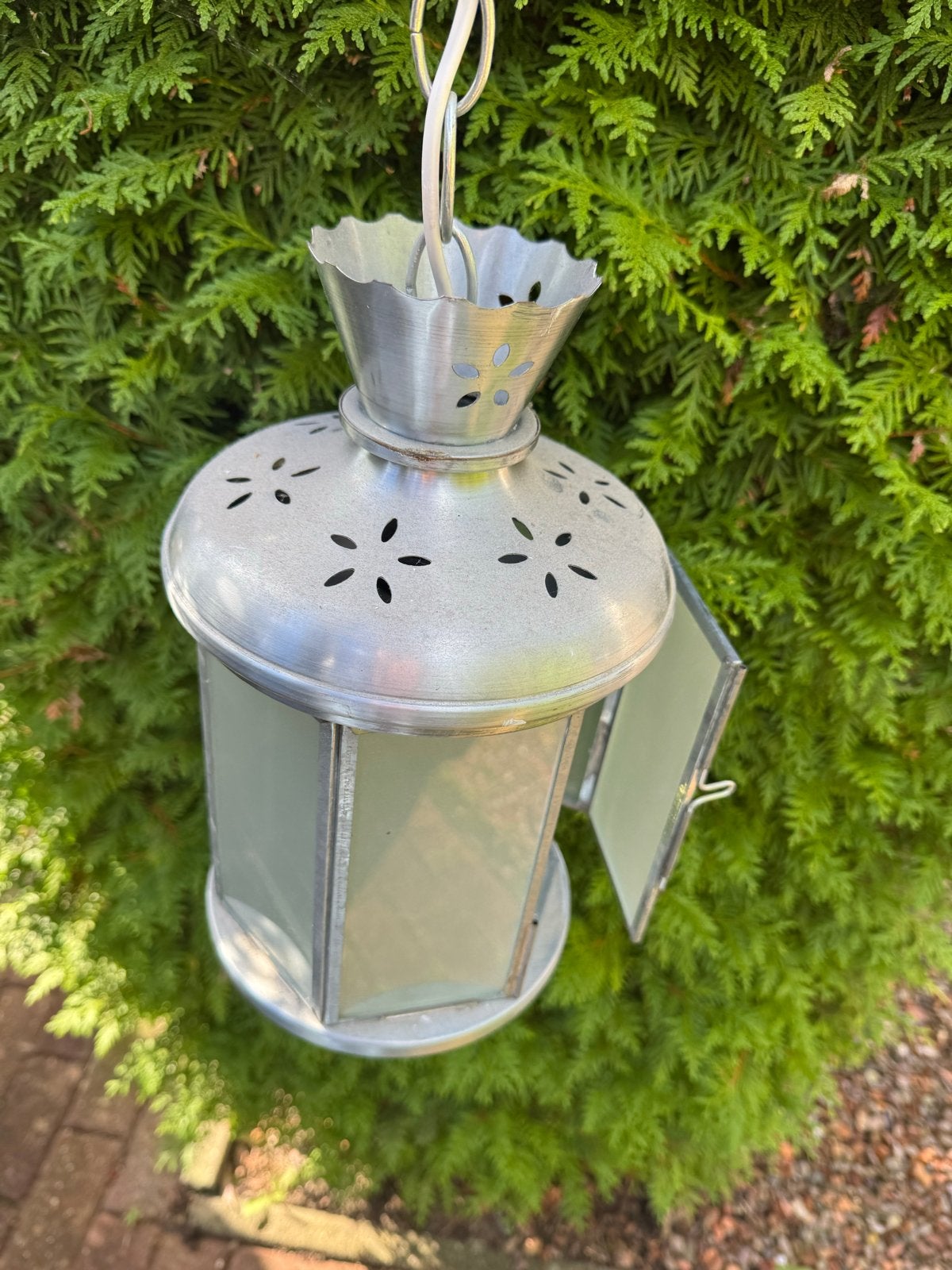 Vintage aluminium hanglamp met melkglas, Ophalen of Verzenden