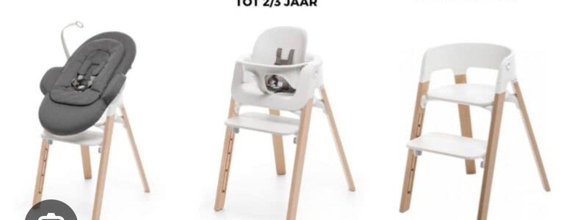 Stokke Steps kinderstoel met bouncer en eetblad, Kinderen en Baby's, Ophalen, Gebruikt, Meegroeistoel, Aanschuifbaar