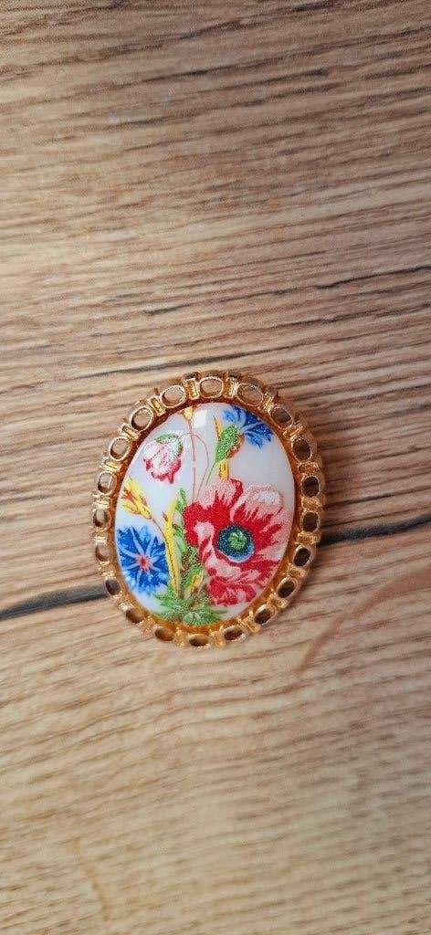 Vintage sjaalclip met bloemmotief Goudkleurige sjaalring, Overige materialen, 4 tot 7 cm, Onbekend, Ophalen of Verzenden