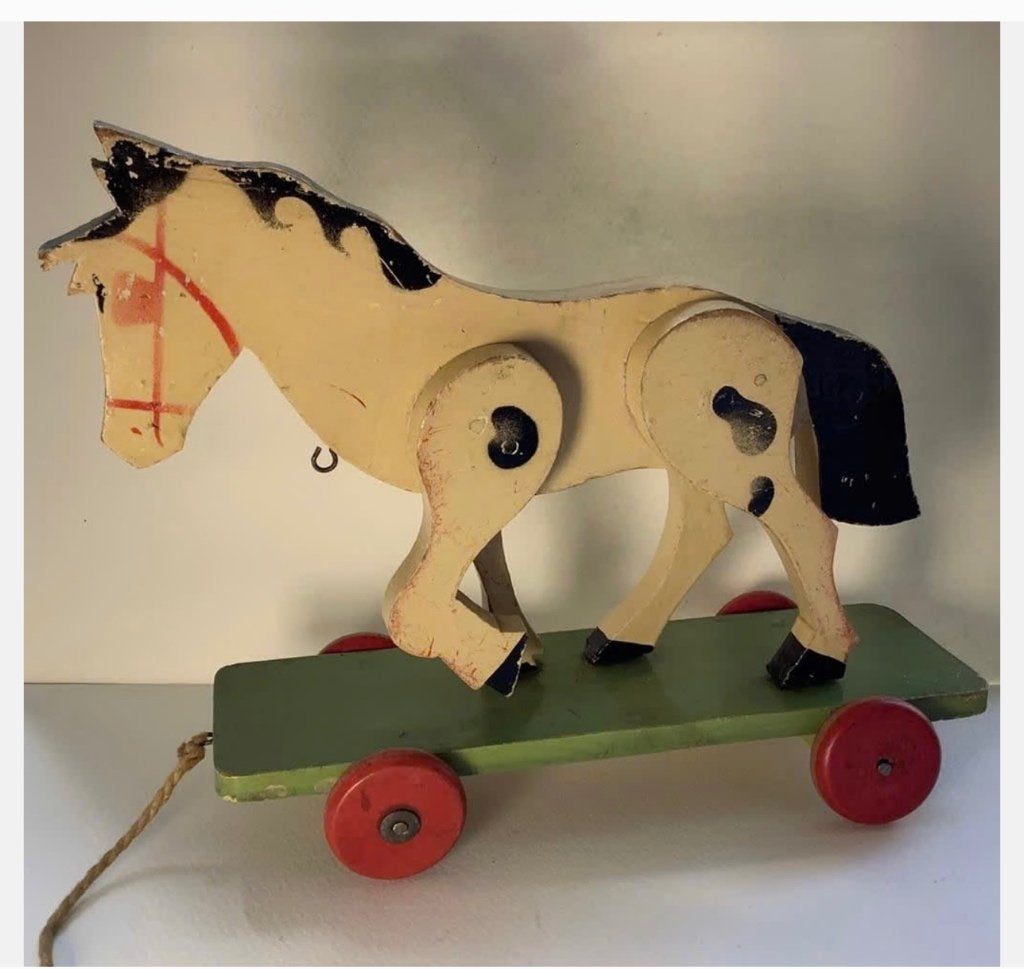 Antiek trek-paard, hout, jaren ‘50-‘60, Antiek en Kunst, Ophalen of Verzenden