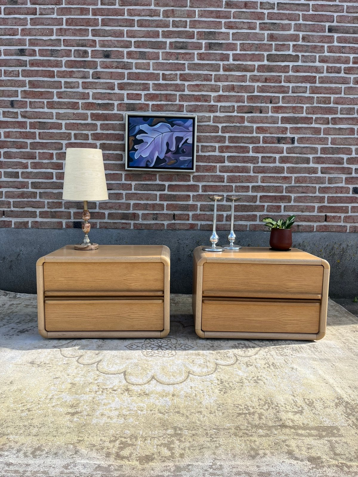 Vintage set space age jaren 70 light oak ladenkasten, Ophalen, Gebruikt, 1 of 2 laden, Eikenhout