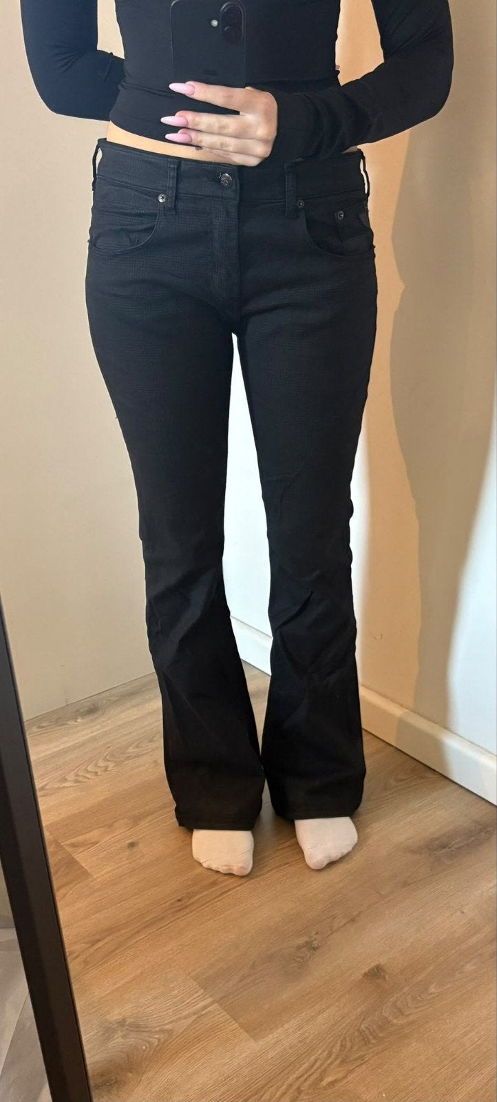 Lois Melrose High Rise Flare Broek Zwart Maat 40(M), Maat 38/40 (M), Zwart, Ophalen of Verzenden, Zo goed als nieuw