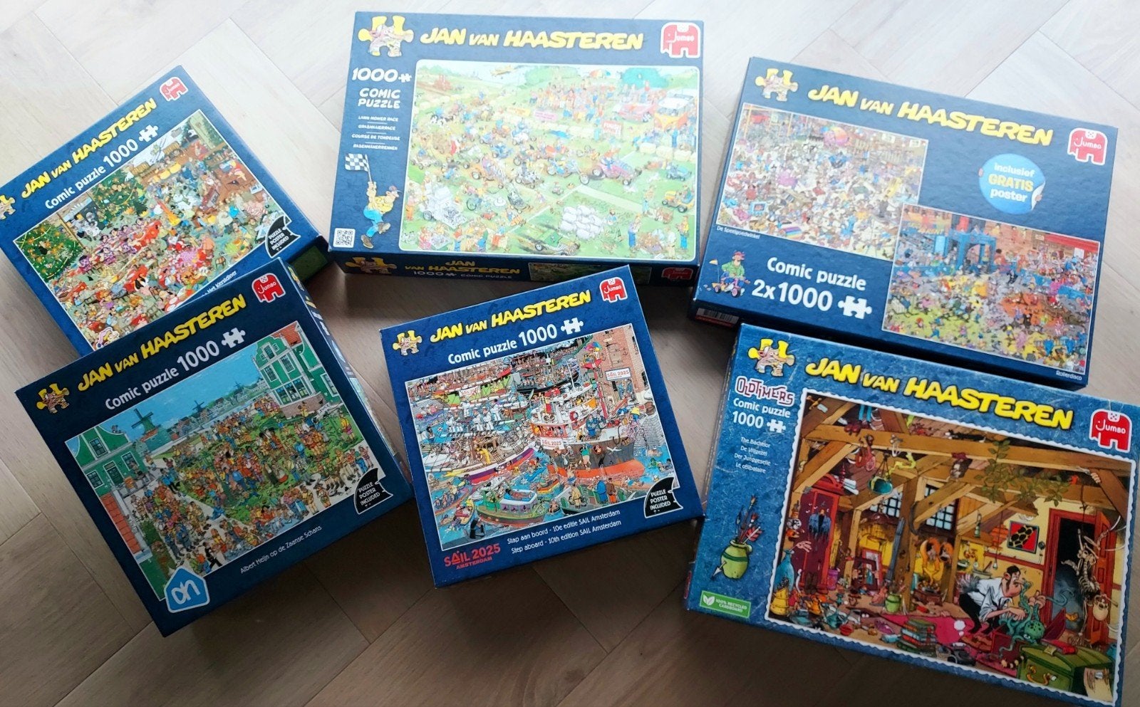 7x Jan van Haasteren puzzles 1000 stukjes, Ophalen of Verzenden, 500 t/m 1500 stukjes, Zo goed als nieuw