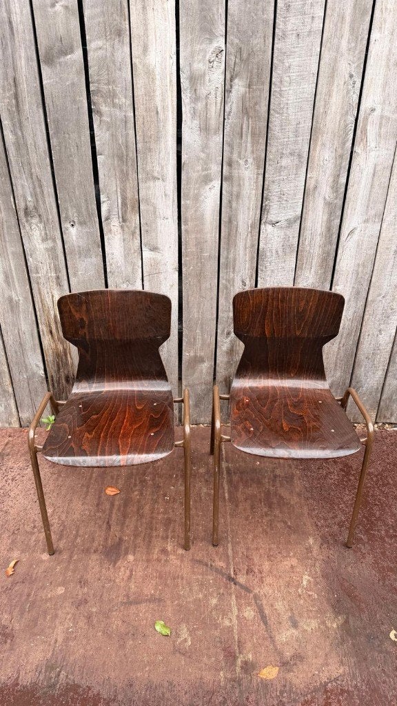 Vintage Pagholz OBO Eromes stoelen |54 op voorraad, Gebruikt, Bruin, Ophalen of Verzenden, Hout