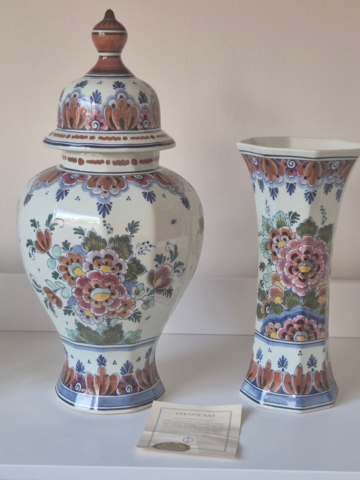 Delfts Blauw Vaas en Pot met Deksel - Handgeschilderd, Ophalen of Verzenden
