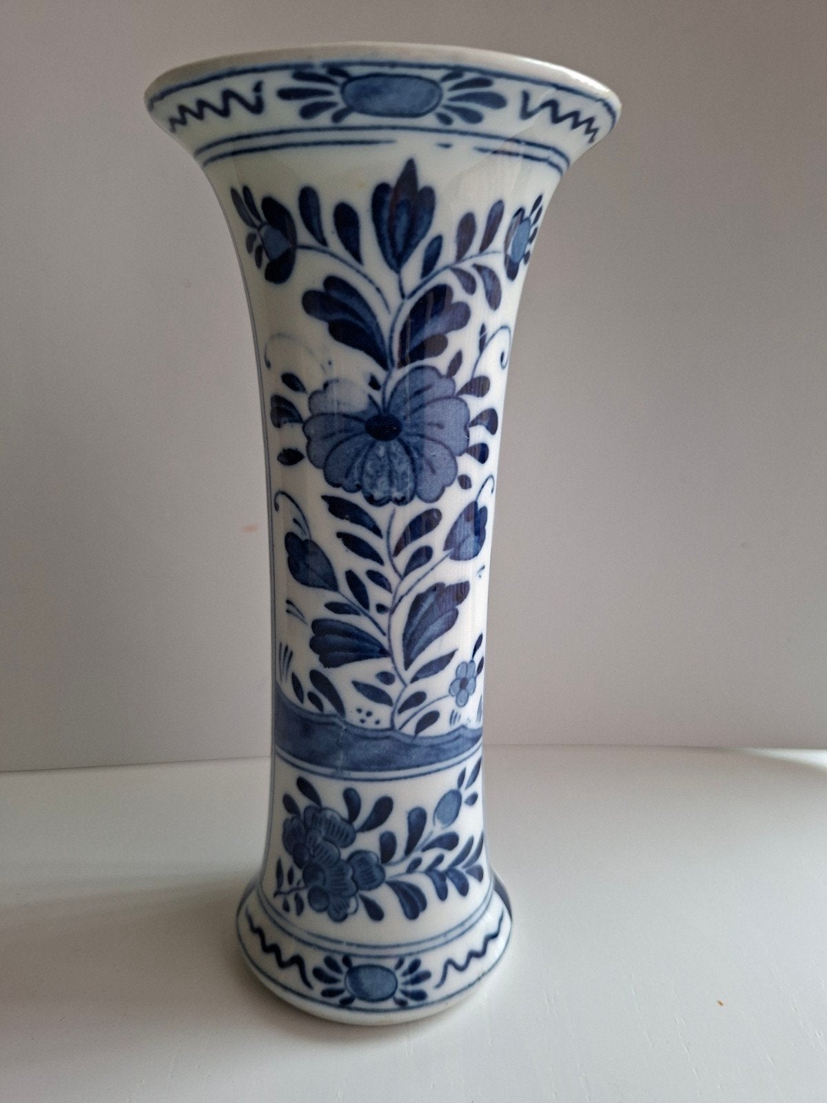 Delfts blauw vaasje, hoogte 17 cm., Ophalen of Verzenden