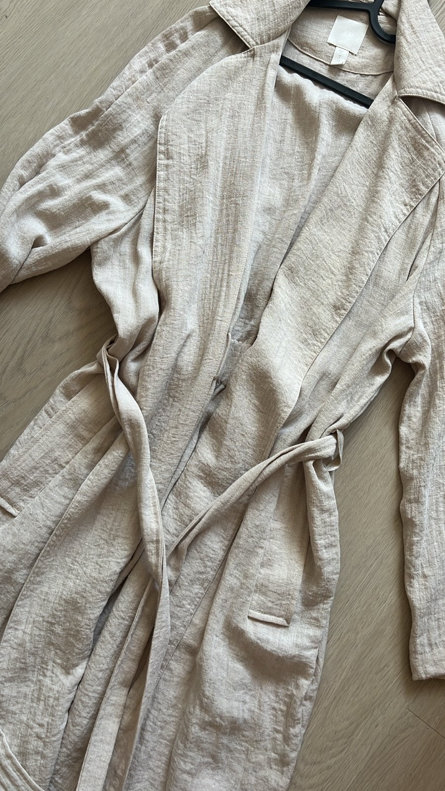 H&M Linnen Look Trenchcoat Beige Maat S, Kleding | Dames, Ophalen of Verzenden, Zo goed als nieuw, Maat 36 (S), Beige