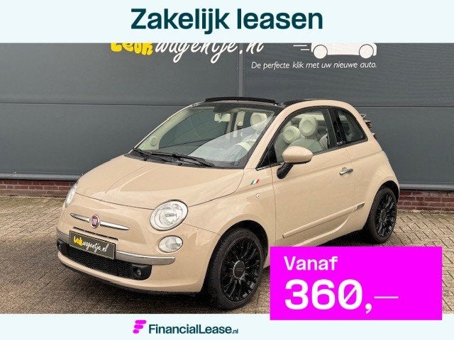 Fiat 500 C 1.2 Lounge Cabrio *cappuccino *velgen nieuwstaat, Gebruikt, 4 cilinders, Leder en Stof, Handgeschakeld