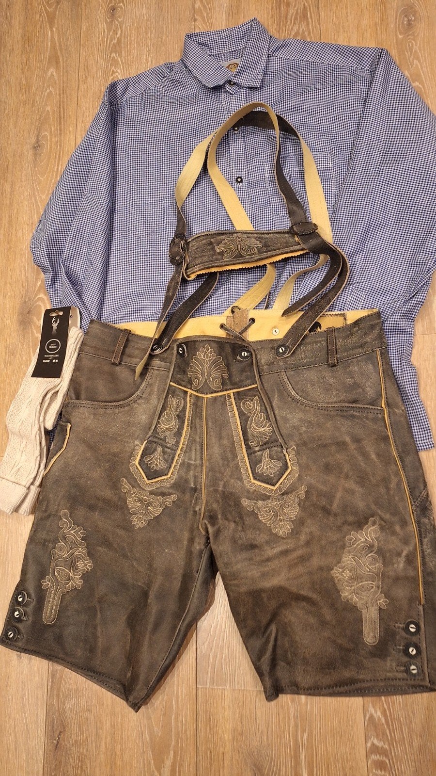 Lederhose 58 overhemd kousen oktoberfeest, Ophalen of Verzenden, Gedragen, Maat 56/58 (XL), Tannhauser