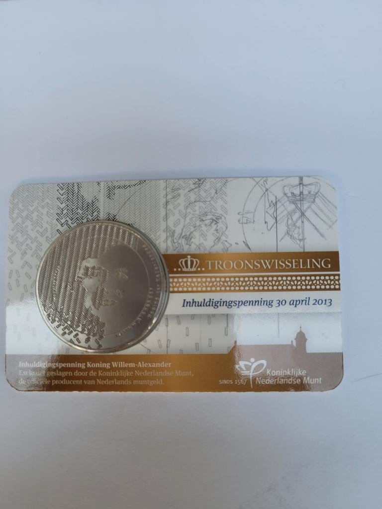 Coincard inhuldigingspenning koning WA, Verzenden, Overige materialen, Nederland