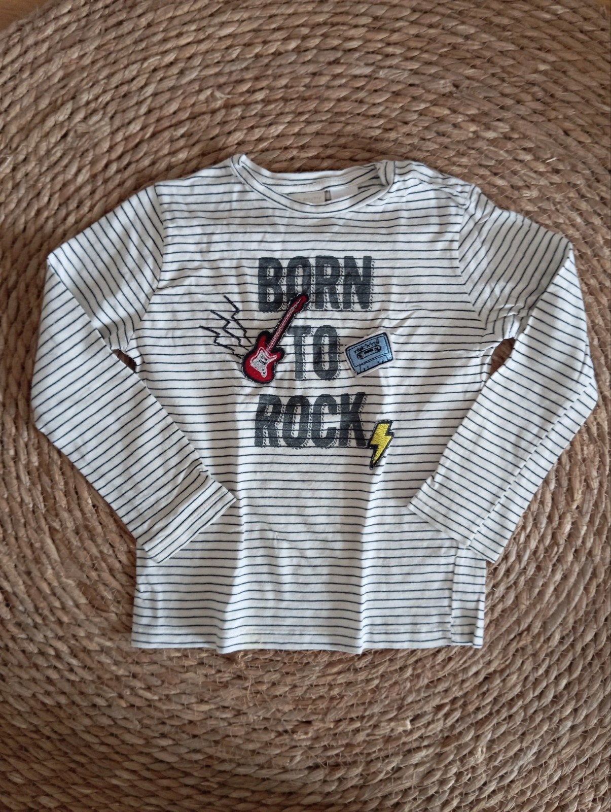 Zara gestreept shirt 'Born to Rock' gitaar | maat 104, Ophalen of Verzenden, Zara, Jongen, Shirt of Longsleeve