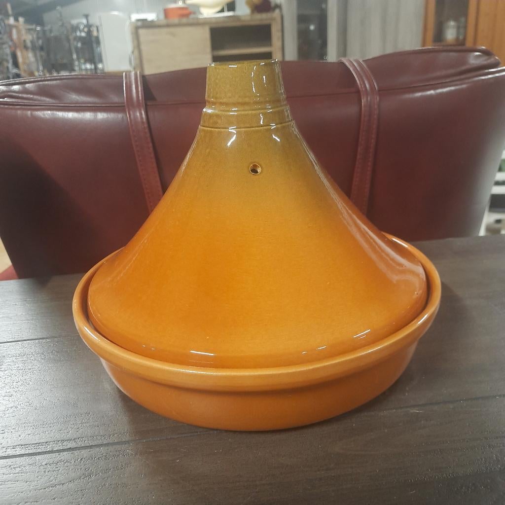 Mooie oranje tajine - Zo goed als nieuw, Ophalen of Verzenden, Zo goed als nieuw, Steen/keramiek, Oranje