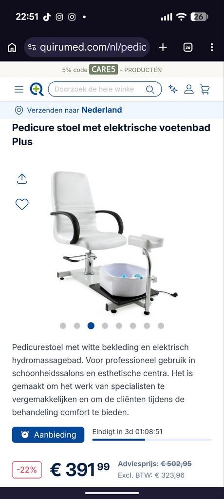 Pedicurestoel met Elektrisch Voetbad (Massage & Jacuzzi), Ophalen of Verzenden, Overige typen