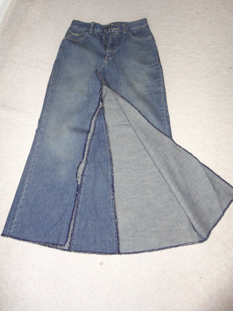 Lange jeansrok met hoge split, Blauw, Nieuw, Ophalen of Verzenden, Maat 34 (XS) of kleiner