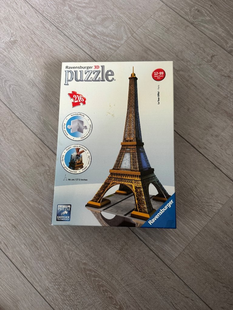 Ravensburger 3D Puzzel Eiffeltoren - 216 stukjes, Ophalen of Verzenden, Minder dan 500 stukjes, Zo goed als nieuw, Rubik's of 3D-puzzel