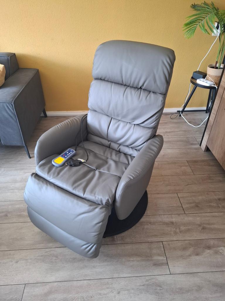 Grijze massage relaxfauteuil met afstandsbediening, Ophalen, Kunststof, Modern, Comfort, 75 tot 100 cm