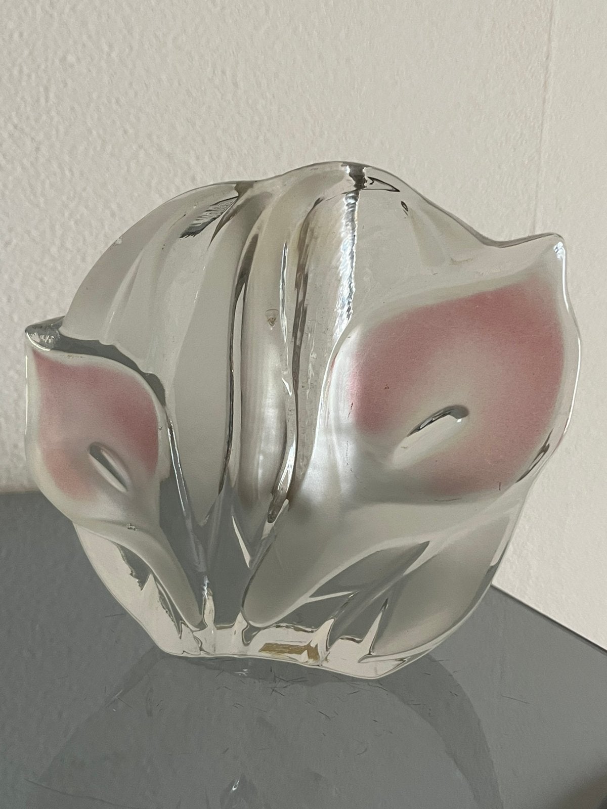 Vintage Walther Glas solifleur met roze frosted Calla lelies, Ophalen of Verzenden