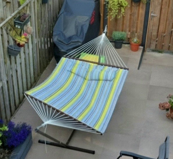 Comfortabele hangmat met standaard - ideaal voor buiten, Ophalen, Gebruikt, Meerpersoons, Met standaard