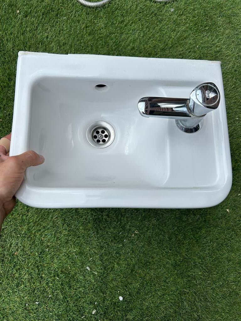 Fontein set met Grohe kraan, Ophalen, Gebruikt, Chroom, Wastafel