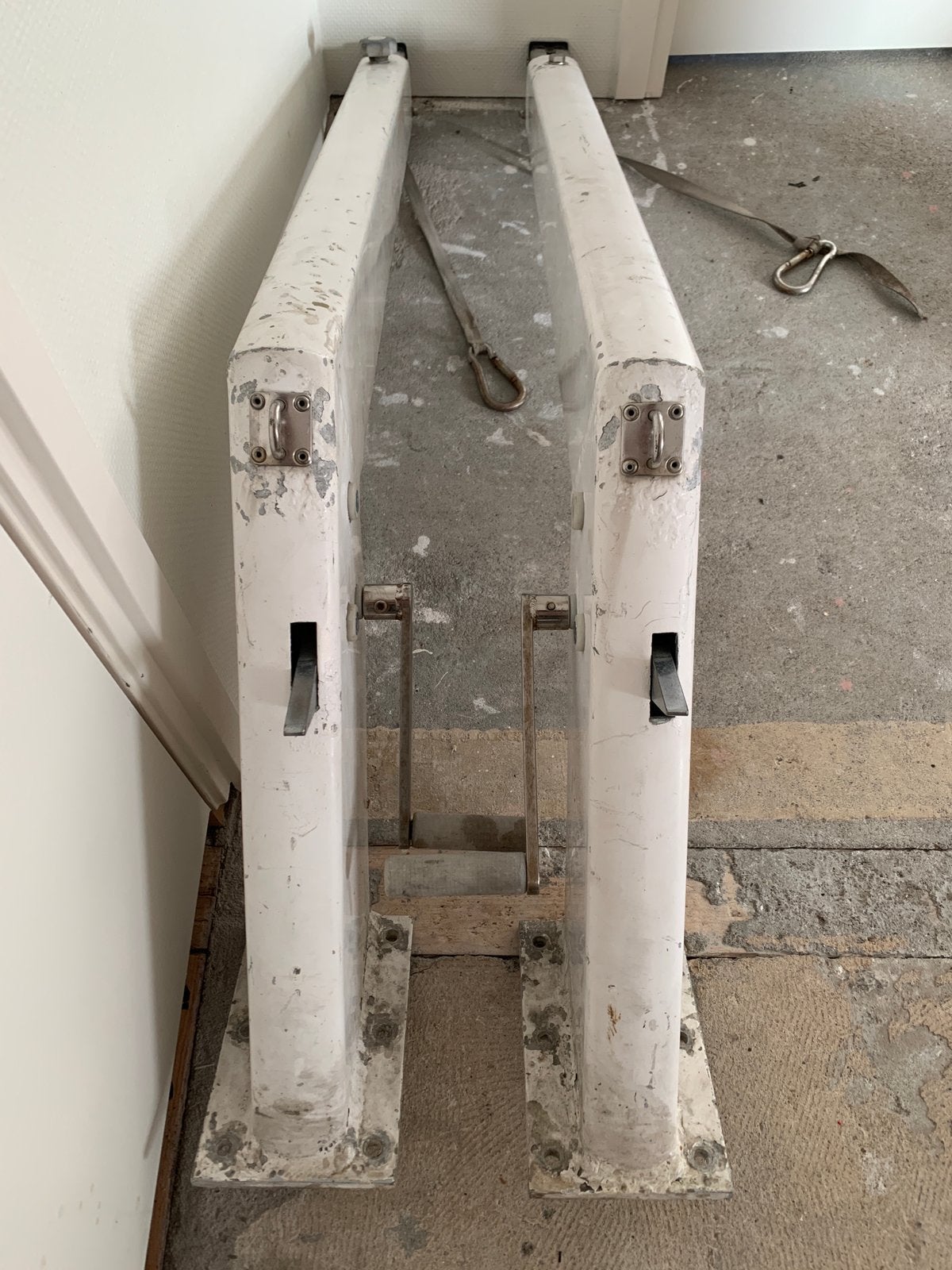 Set aluminium davits met uitschuifbare RVS armen, Ophalen, Gebruikt, Zeilboot of Motorboot