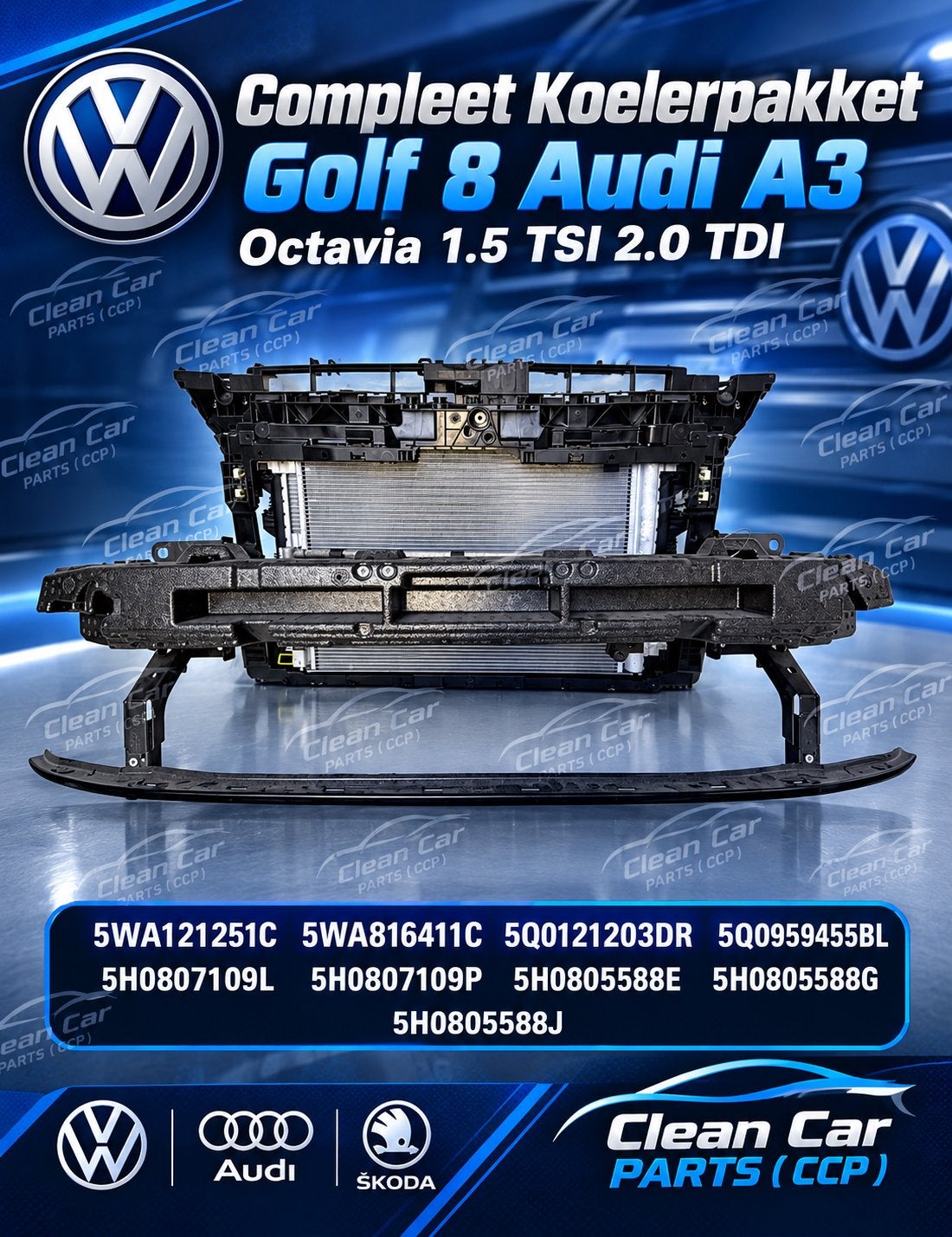 Vw Golf 8 Audi A3 8Y Koelerpakket Compleet Bumpbalk voorfron, Ophalen of Verzenden