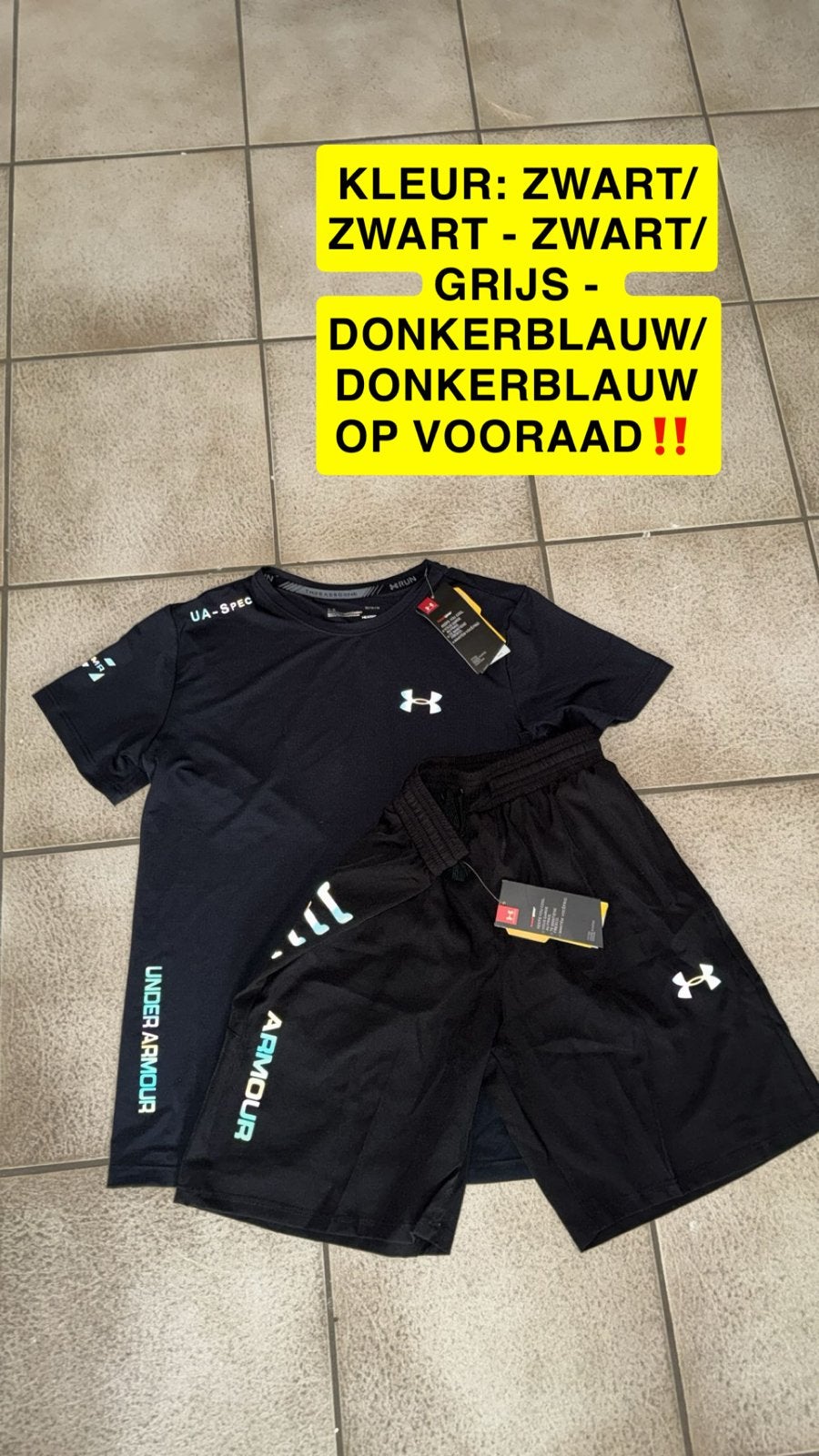 Under Armour korte set - shirt en korte broek, Maat 38/40 (M), Zwart, Nieuw, Ophalen of Verzenden