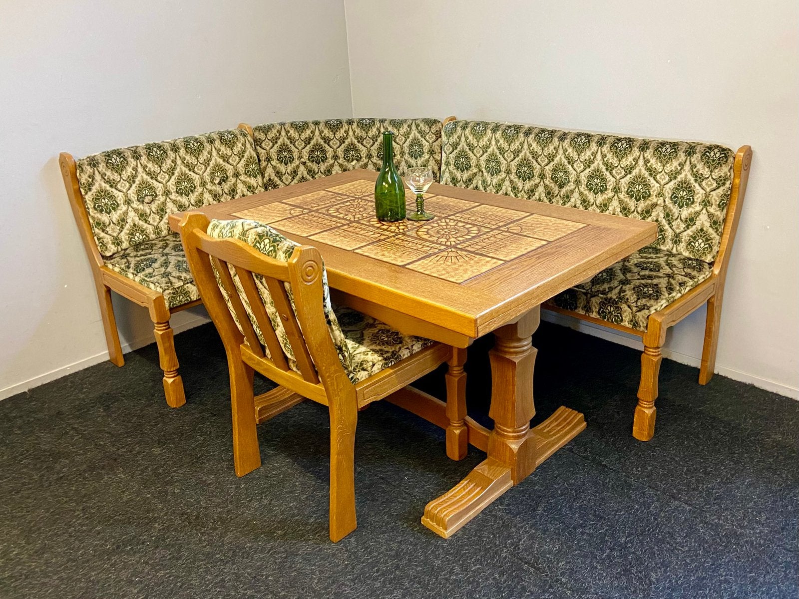SALE! Originele Vintage Duitse eethoek oostenrijkse zithoek, Ophalen, Zo goed als nieuw, Stof, Nvt