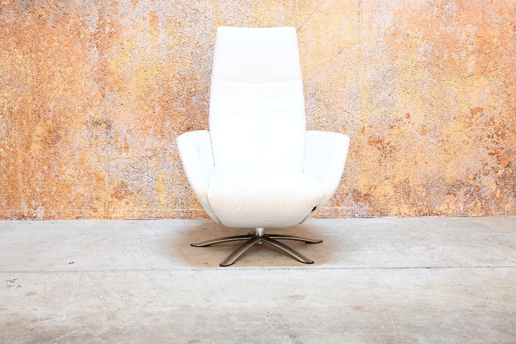 ZGANieuw witte leren Gealux design relaxfauteuil electrisch, Ophalen of Verzenden, Zo goed als nieuw, Gealux, 75 tot 100 cm