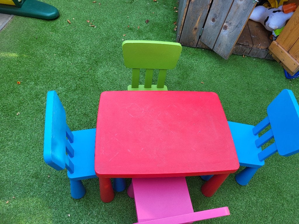 IKEA MAMMUT serie tafel en 4 stoelen, Ophalen, Gebruikt, Overige typen