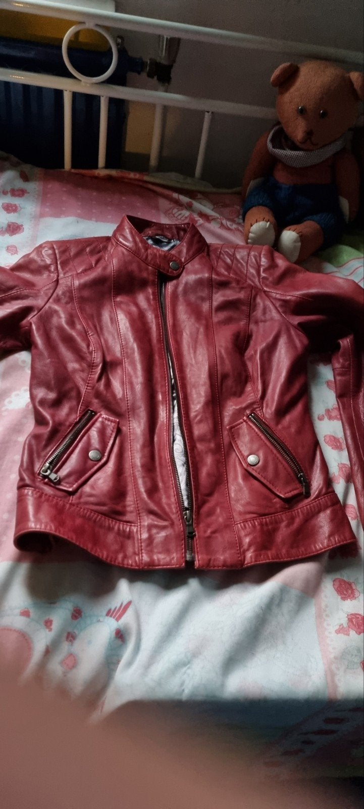 Kort soepel leren jack, rood, getailleerd, mt S/M, ,, Kleding | Dames, Ophalen, Street One, Zo goed als nieuw, Maat 36 (S)