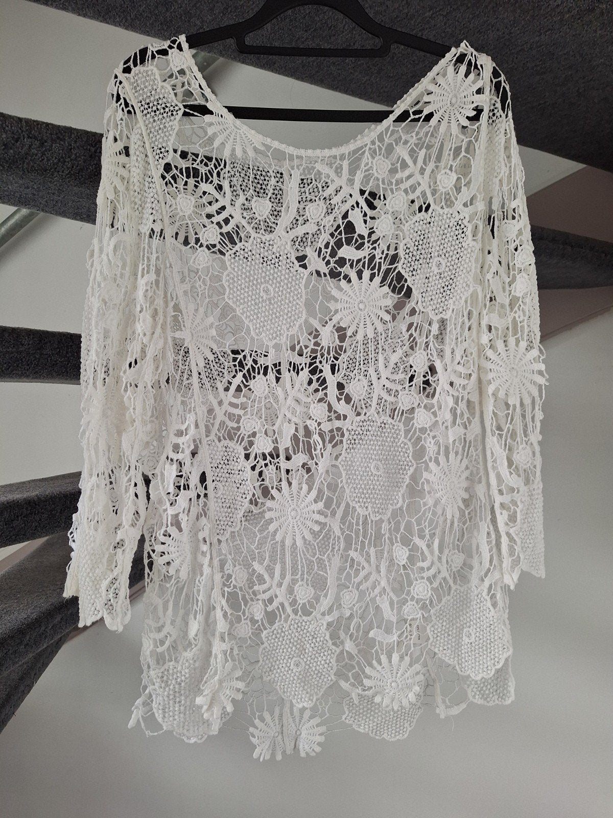 Witte kanten tuniek/top maat M, Kleding | Dames, Tops, Maat 38/40 (M), Wit, Ophalen of Verzenden, Lange mouw
