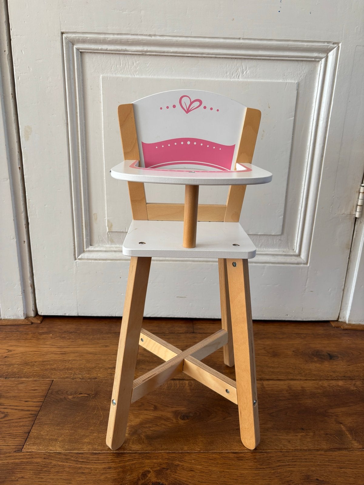 Hape houten kinderstoel voor poppen - wit/roze, Ophalen, Zo goed als nieuw, Overige typen
