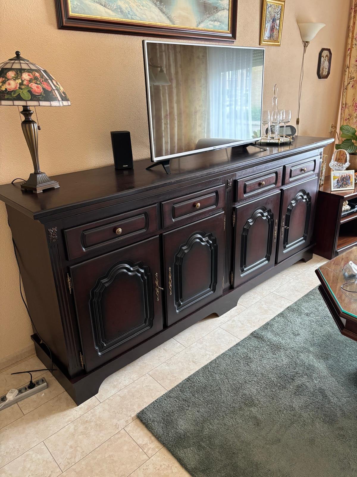 Wortelnoten dressoir, Ophalen, Gebruikt, 200 cm of meer, Met lade(s)