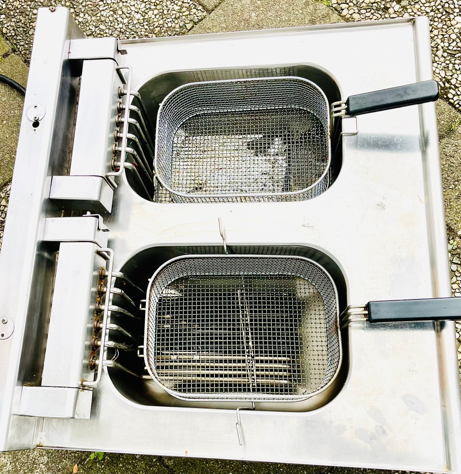 Professionele dubbele frituurpan RVS – Goede staat, 4 liter of meer, Ophalen, Zo goed als nieuw