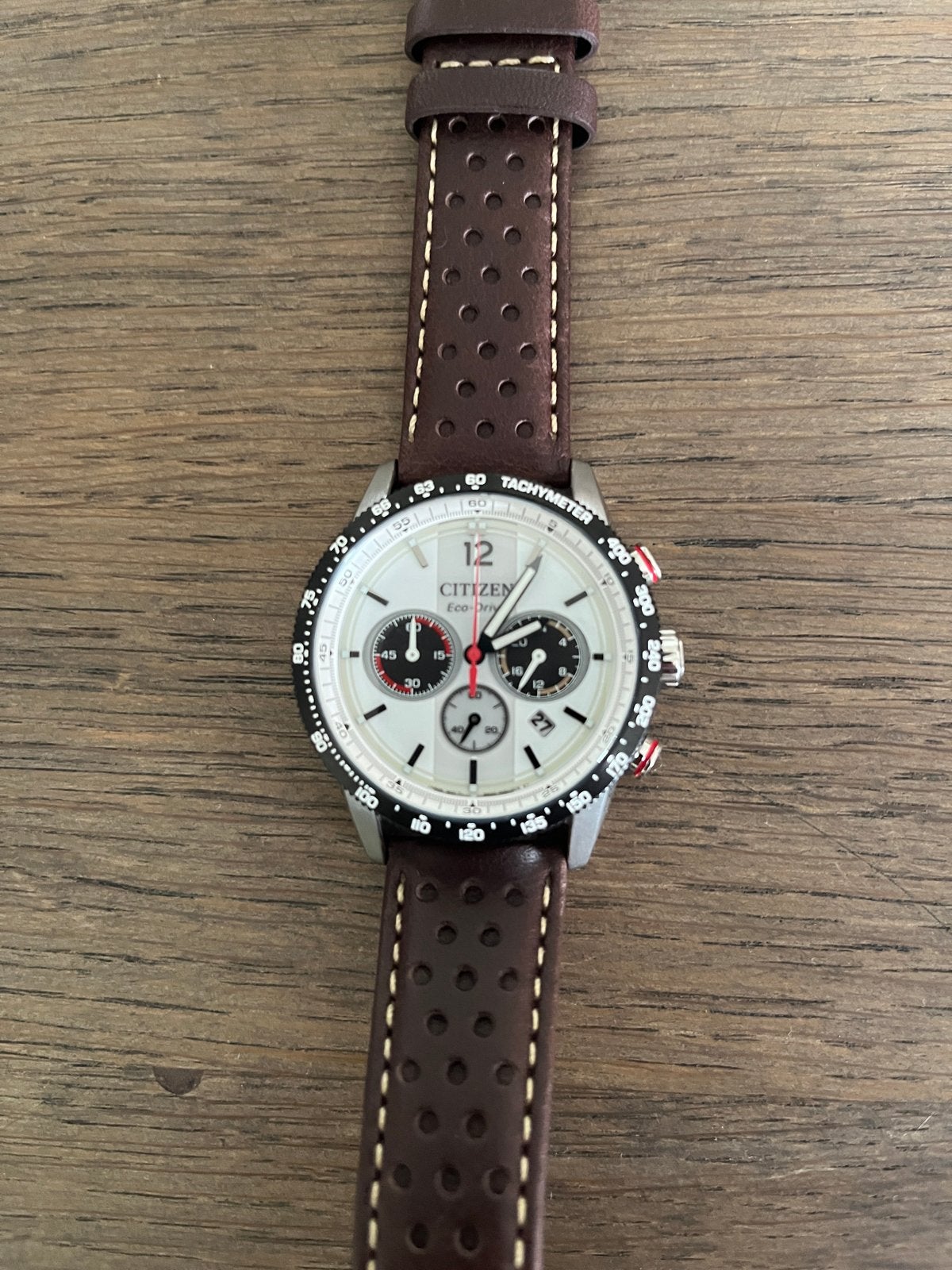 Citizen Eco-Drive Chronograaf Herenhorloge - Nieuw, Leer, Staal, Nieuw, Ophalen of Verzenden