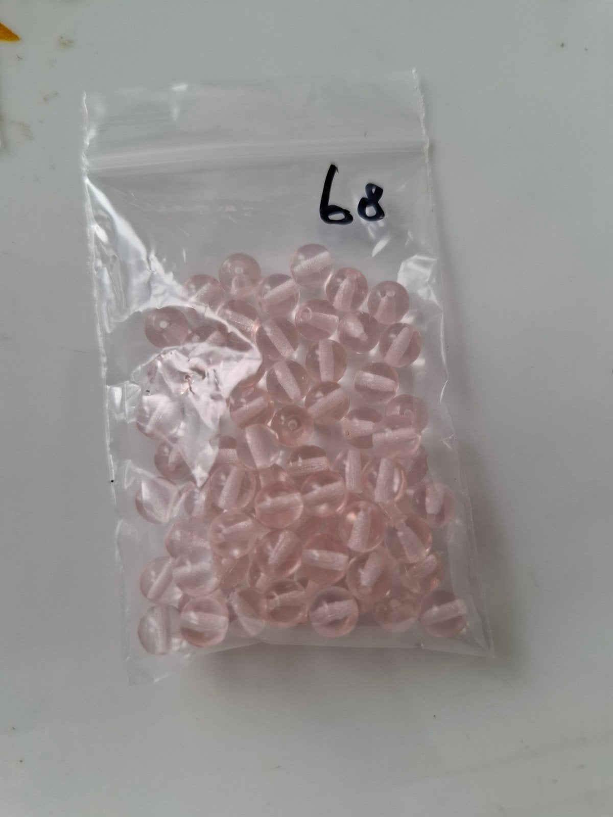 68 stuks 6 mm glaskralen roze lichtroze kralen partij, Kraal, -, -, Nieuw