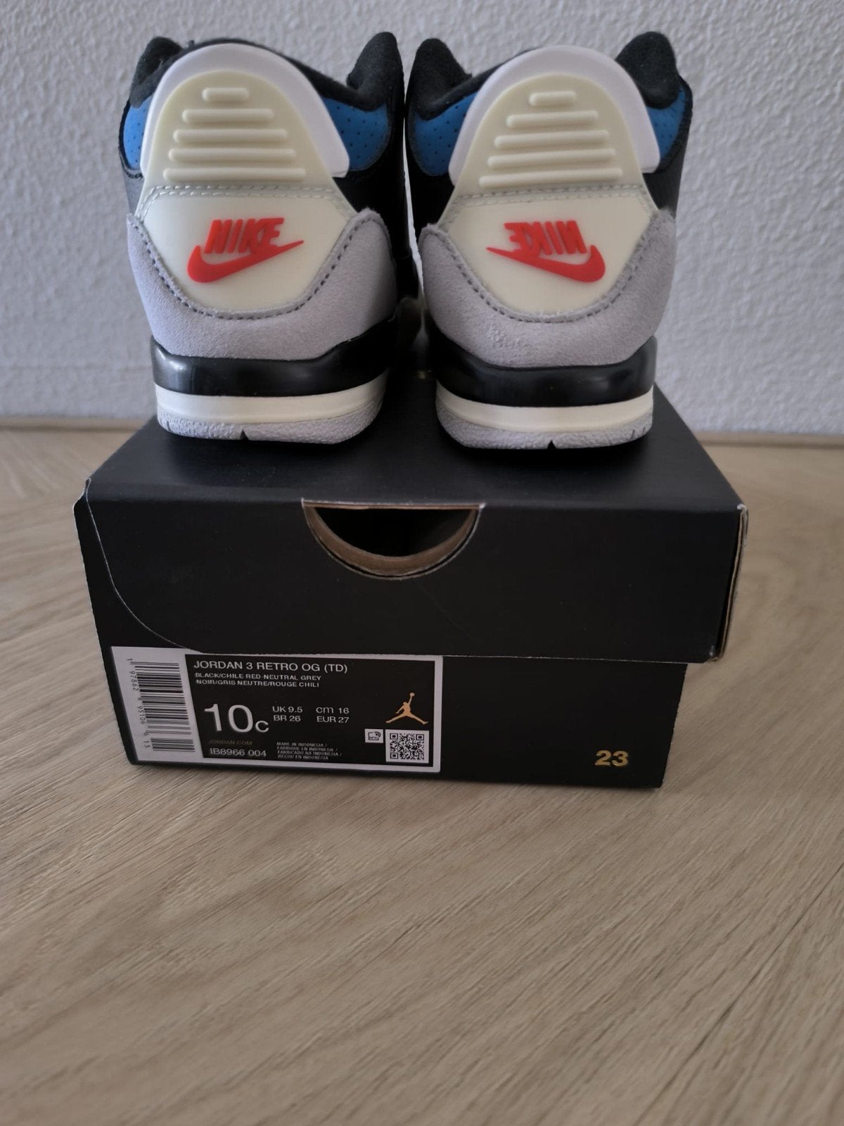 Nike Jordan 3 Retro OG (TD) - Maat 10C, Schoentjes, Jongetje of Meisje, Nieuw, Ophalen of Verzenden