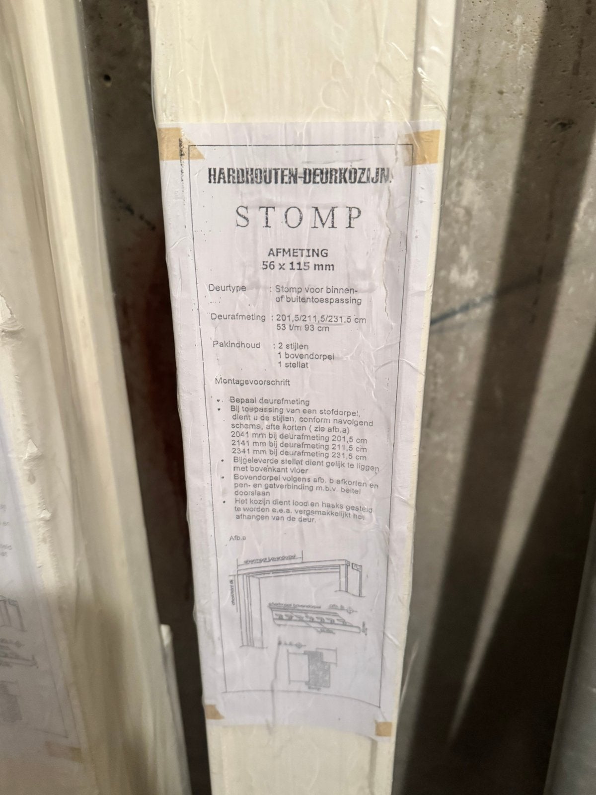 3x Nieuw hardhouten deurkozijn voor stompe deur – 56x115 mm, Ophalen, 50 tot 150 cm, Zo goed als nieuw, 10 m² of meer