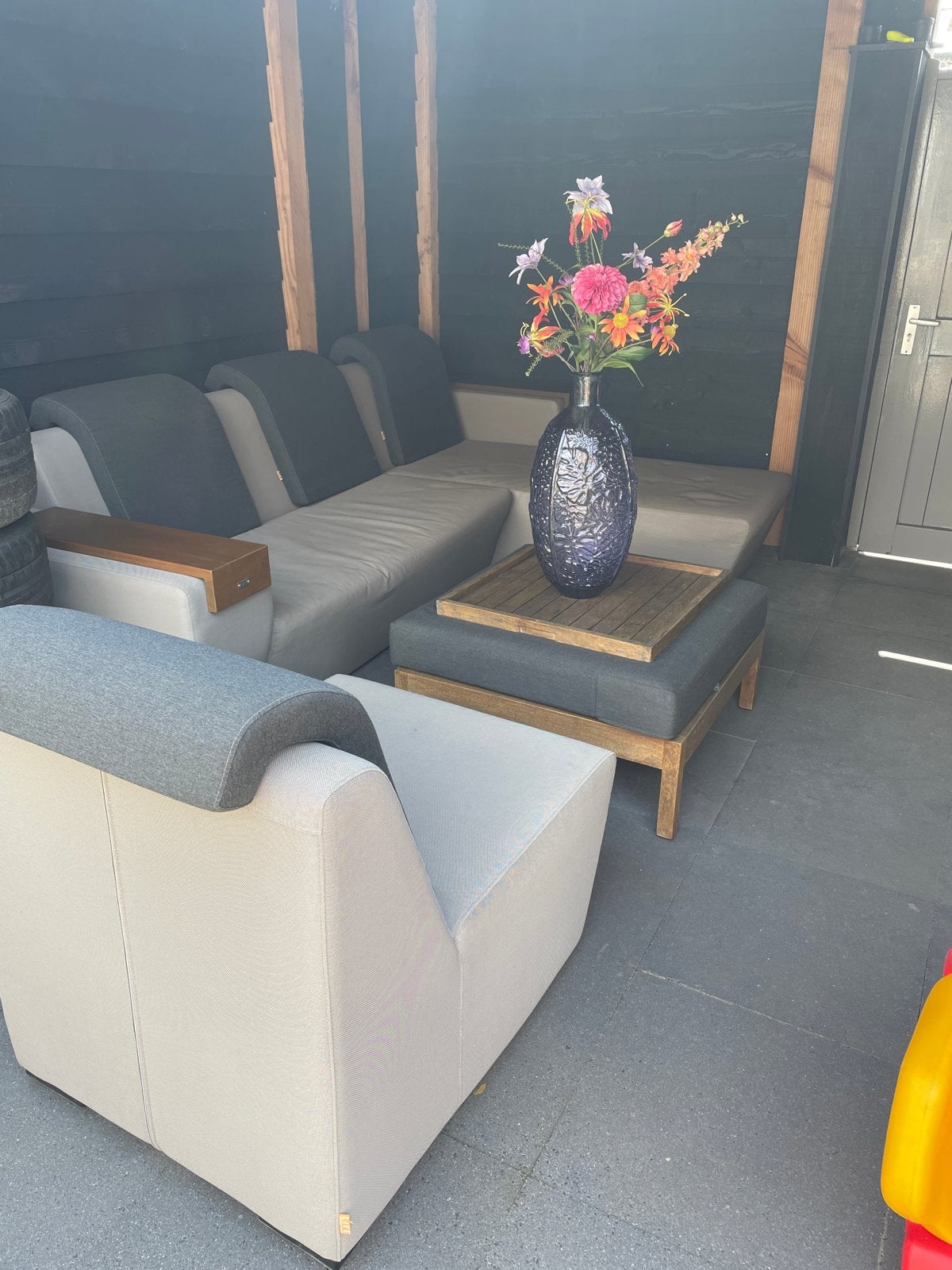 Life Loungebank met liggedeelte en kussens - 269 cm breed, Tuin en Terras, Ophalen, Gebruikt, 3 zitplaatsen, Loungeset