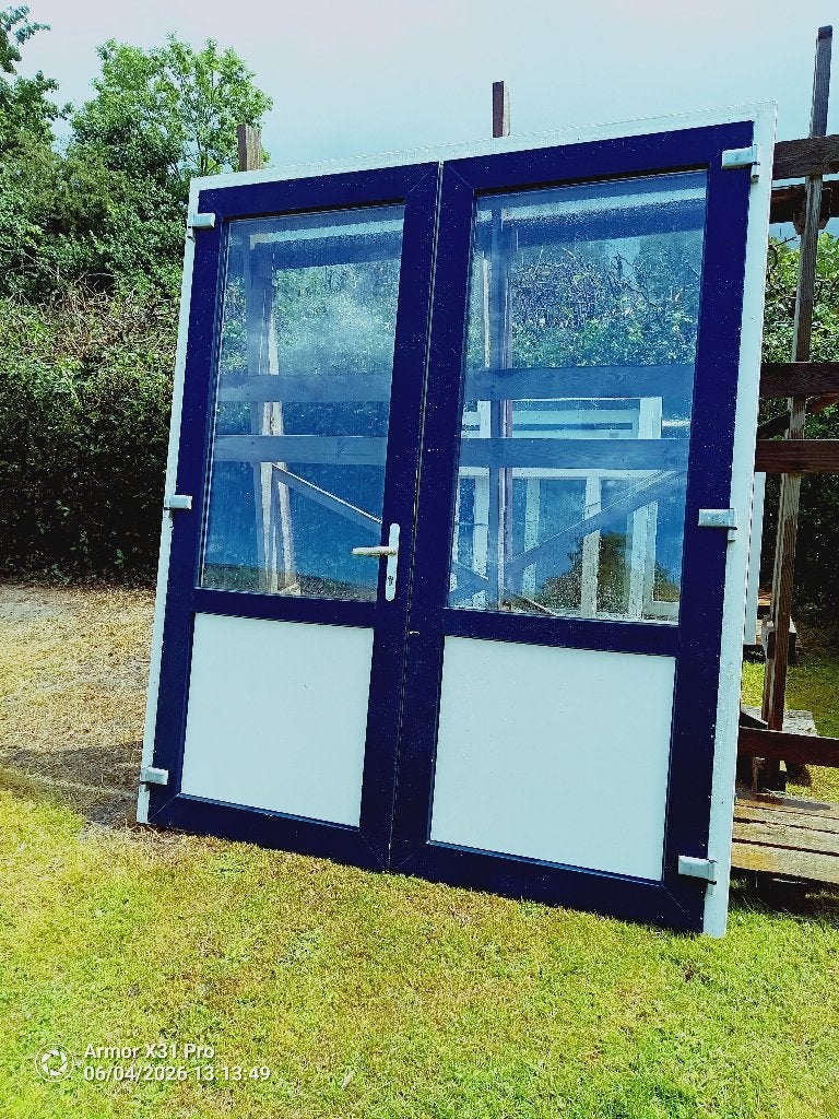 2 gebruikte kunststof deuren, Ophalen, Gebruikt, Buitendeur, Glas