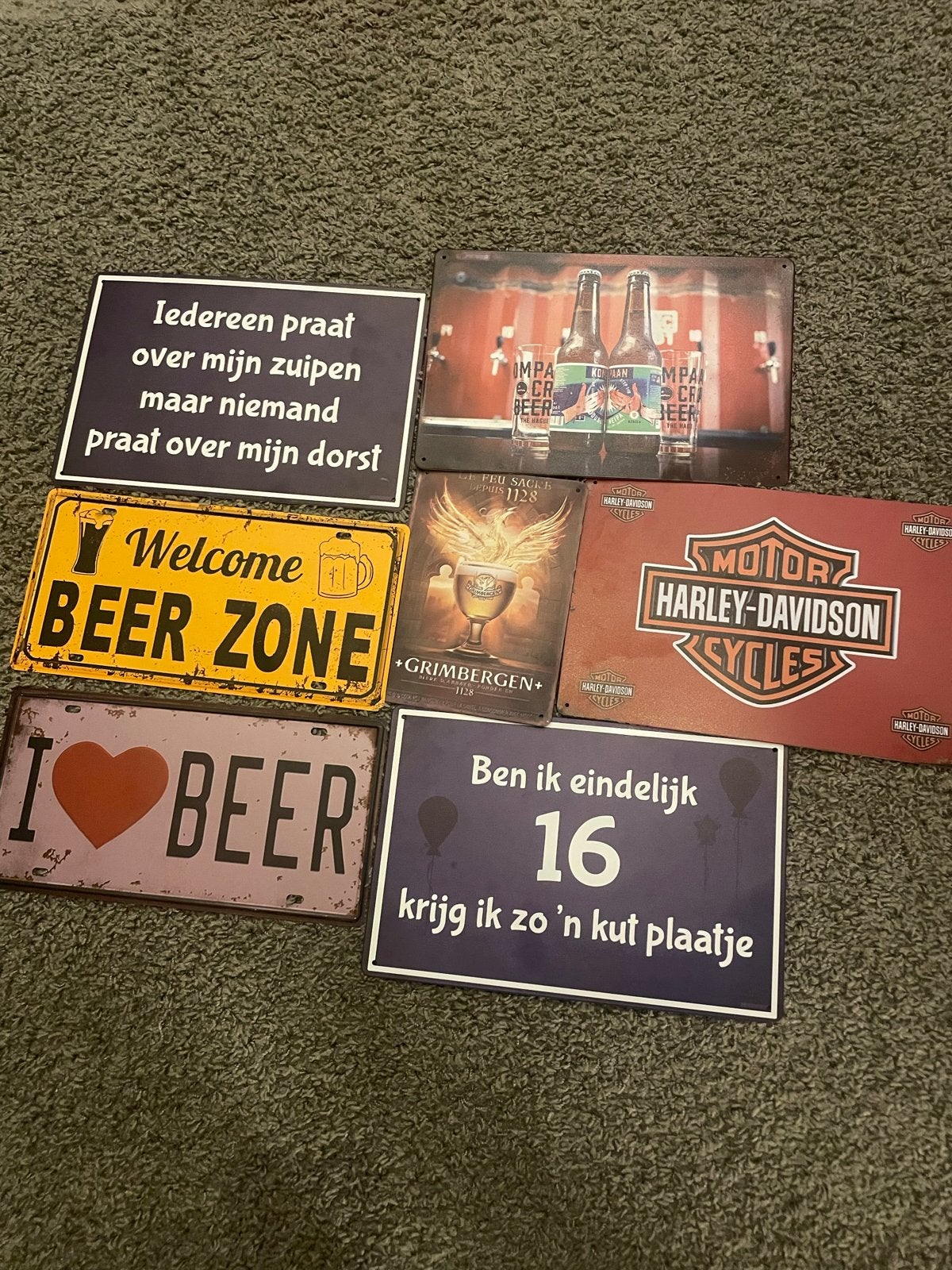 Bierbordjes en Harley-Davidson borden voor kroeg/keet/wand, Vintage, Meerkleurig, Ophalen of Verzenden, Zo goed als nieuw