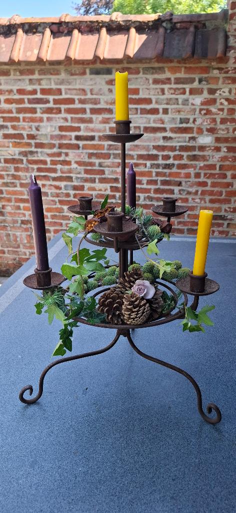 Vintage smeedijzeren etagère kandelaar, Antiek en Kunst, Curiosa en Brocante, Ophalen of Verzenden