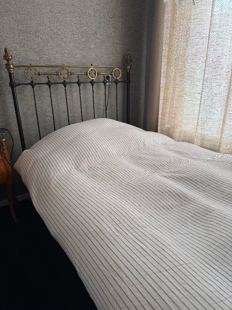 Antiek Frans spijlenbed (ca. 1900) gietijzer & messing, Antiek en Kunst, Ophalen