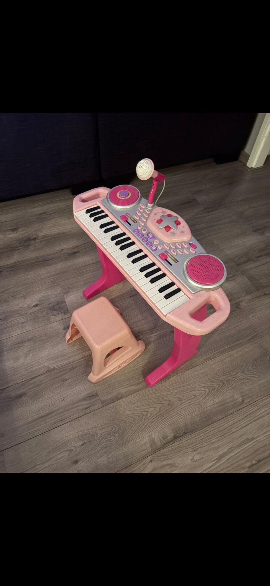 Roze kinder keyboard met krukje en microfoon, Ophalen of Verzenden, Zo goed als nieuw, Overige aantallen, Overige merken