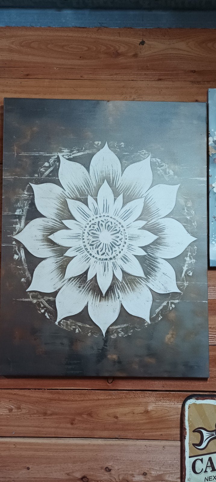 groot canvas doek met afbeelding bloem en tulpen boom, Ophalen, Schilderij