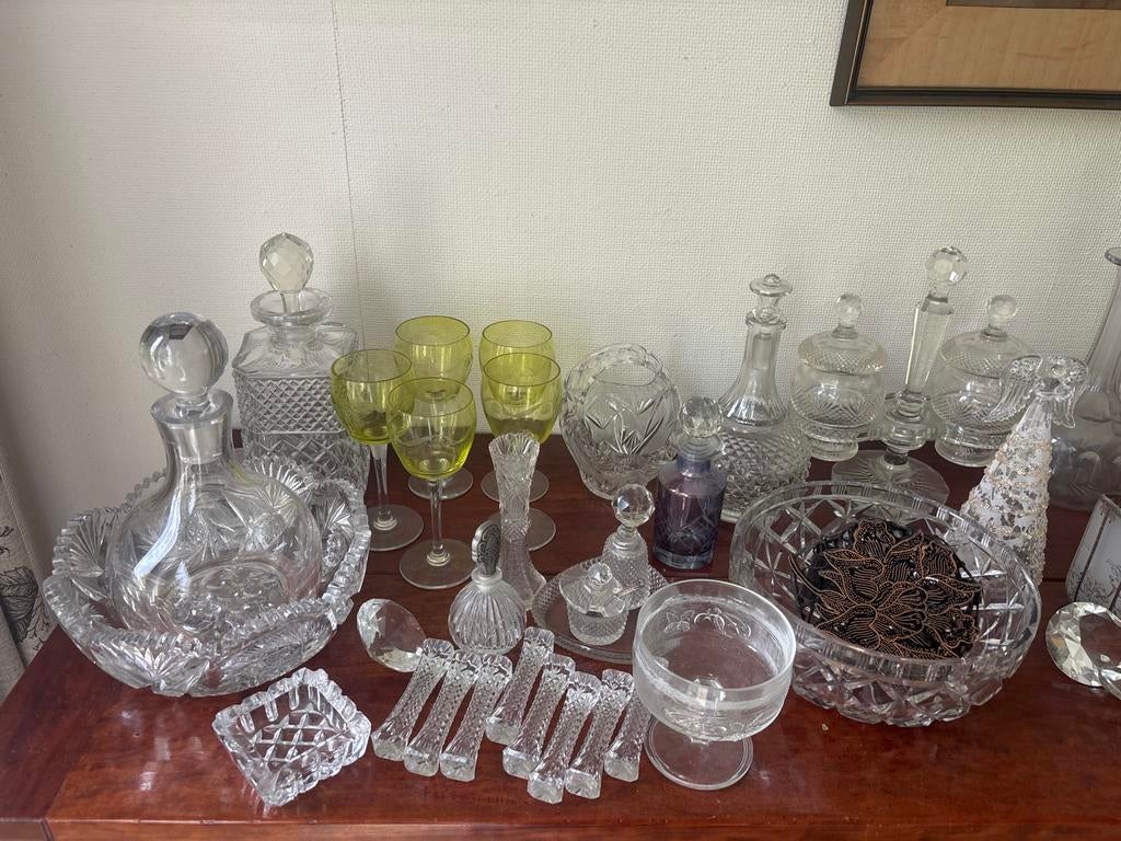 Antieke Kristallen Glazen en Karaffen Collectie, Antiek en Kunst, Antiek | Glas en Kristal, Ophalen of Verzenden