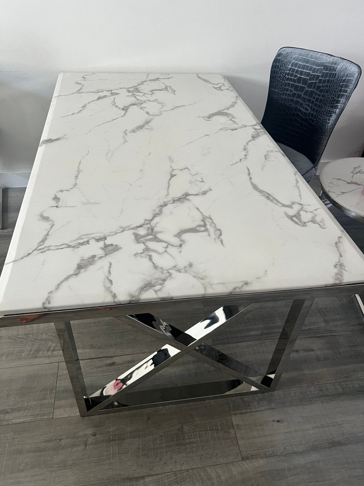 Marmere eet tafel, Ophalen, 50 tot 100 cm, Zo goed als nieuw, 150 tot 200 cm