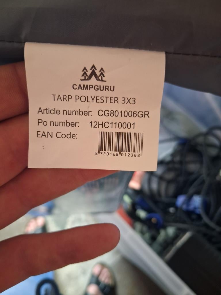 CampGuru Polyester Tarp 3x3 - Veelzijdig en Lichtgewicht, Caravans en Kamperen, Tenten, Ophalen of Verzenden, Nieuw, Tot en met 2